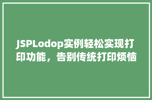 JSPLodop实例轻松实现打印功能，告别传统打印烦恼