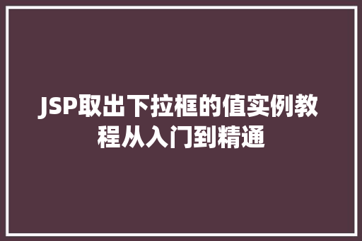 JSP取出下拉框的值实例教程从入门到精通