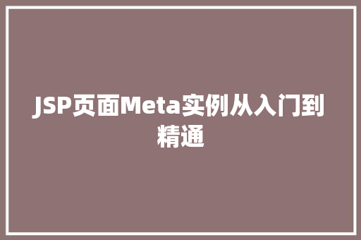 JSP页面Meta实例从入门到精通
