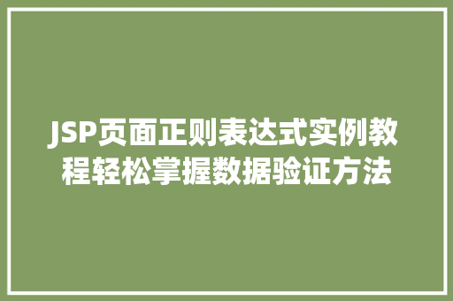 JSP页面正则表达式实例教程轻松掌握数据验证方法