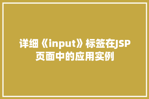 详细《input》标签在JSP页面中的应用实例