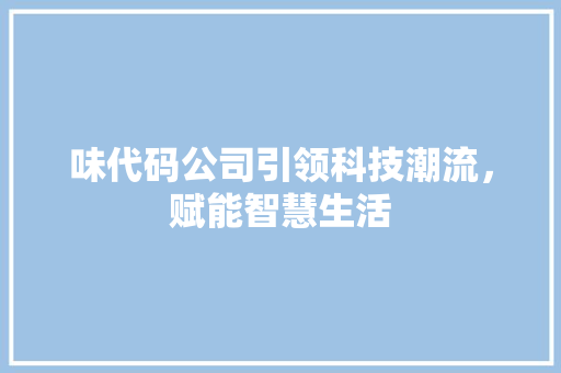 味代码公司引领科技潮流，赋能智慧生活