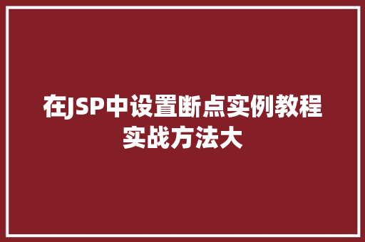 在JSP中设置断点实例教程实战方法大
