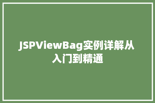 JSPViewBag实例详解从入门到精通