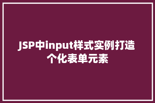 JSP中input样式实例打造个化表单元素