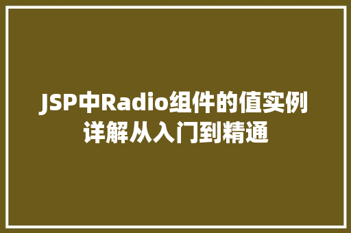 JSP中Radio组件的值实例详解从入门到精通  第1张