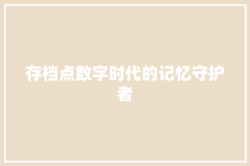 存档点数字时代的记忆守护者