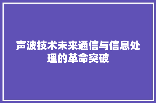 声波技术未来通信与信息处理的革命突破