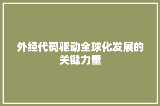 外经代码驱动全球化发展的关键力量