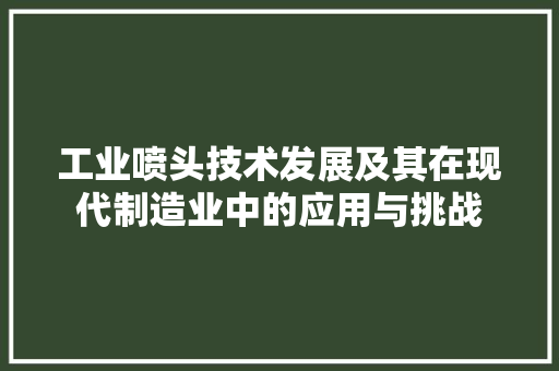 工业喷头技术发展及其在现代制造业中的应用与挑战