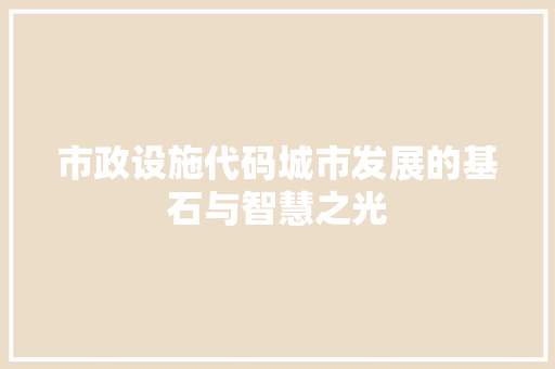 市政设施代码城市发展的基石与智慧之光