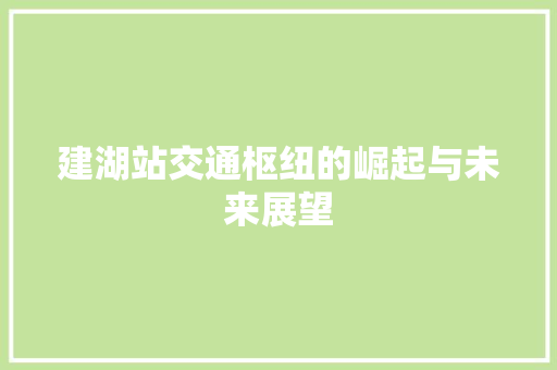 建湖站交通枢纽的崛起与未来展望