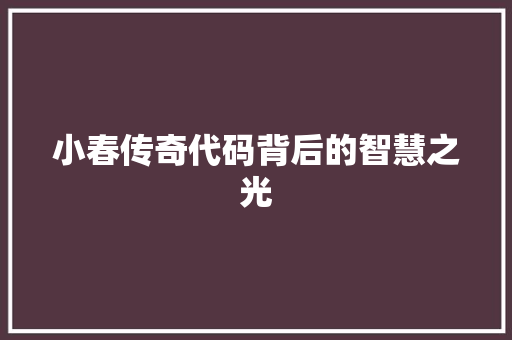 小春传奇代码背后的智慧之光