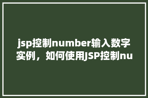 jsp控制number输入数字实例，如何使用JSP控制number输入数字实例详解