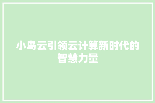小鸟云引领云计算新时代的智慧力量