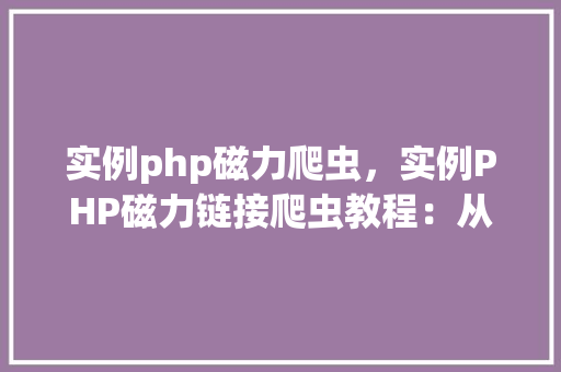 实例php磁力爬虫，实例PHP磁力链接爬虫教程：从入门到方法