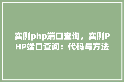 实例php端口查询，实例PHP端口查询：代码与方法详解