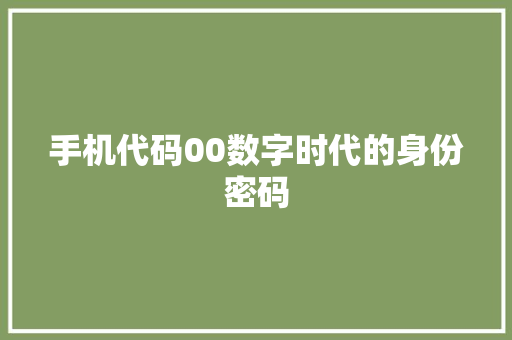 手机代码00数字时代的身份密码