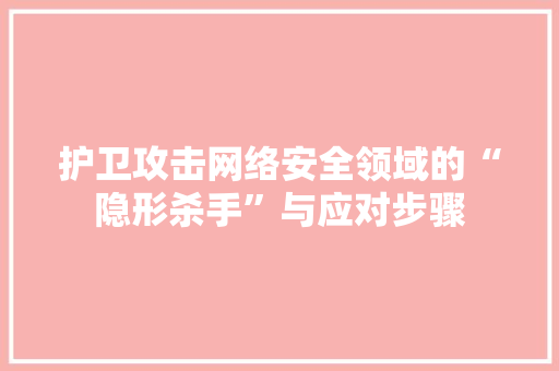 护卫攻击网络安全领域的“隐形杀手”与应对步骤