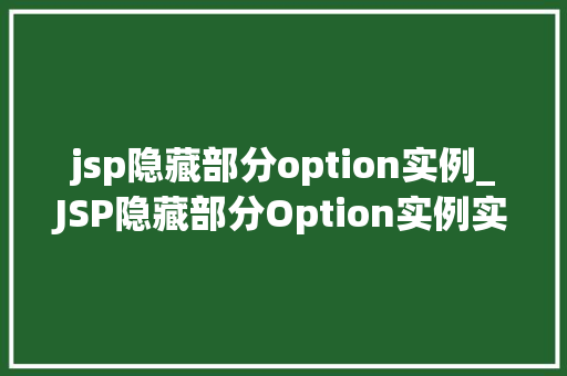 jsp隐藏部分option实例_JSP隐藏部分Option实例实战方法与代码展示