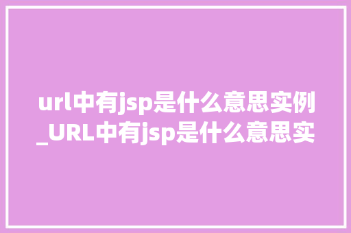 url中有jsp是什么意思实例_URL中有jsp是什么意思实例与详细讨论