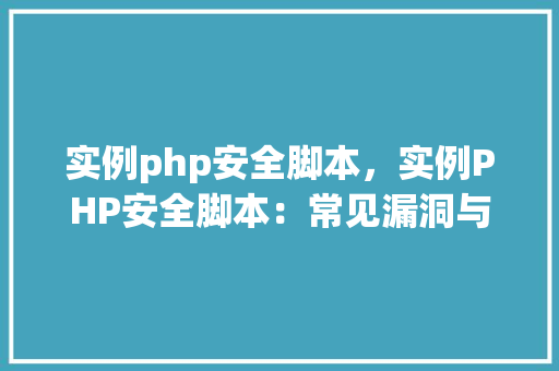 实例php安全脚本，实例PHP安全脚本：常见漏洞与防范措施