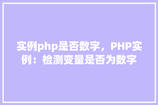 实例php是否数字，PHP实例：检测变量是否为数字