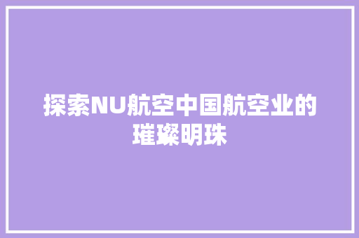 探索NU航空中国航空业的璀璨明珠