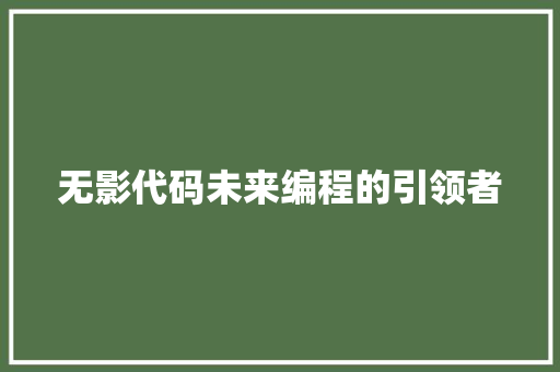 无影代码未来编程的引领者