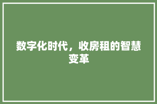 数字化时代，收房租的智慧变革