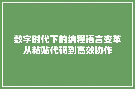 数字时代下的编程语言变革从粘贴代码到高效协作