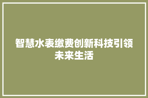 智慧水表缴费创新科技引领未来生活