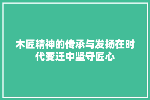 木匠精神的传承与发扬在时代变迁中坚守匠心