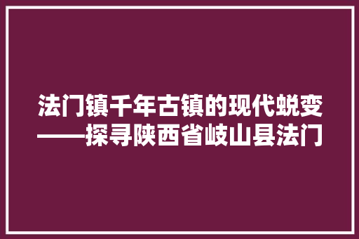 法门镇千年古镇的现代蜕变——探寻陕西省岐山县法门镇的辉煌与未来