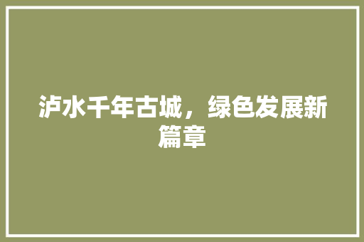 泸水千年古城，绿色发展新篇章