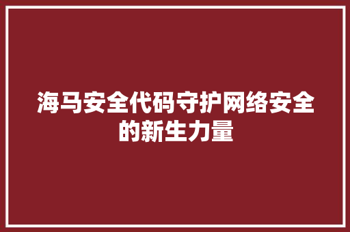 海马安全代码守护网络安全的新生力量