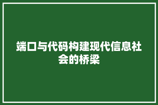 端口与代码构建现代信息社会的桥梁