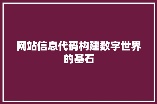 网站信息代码构建数字世界的基石