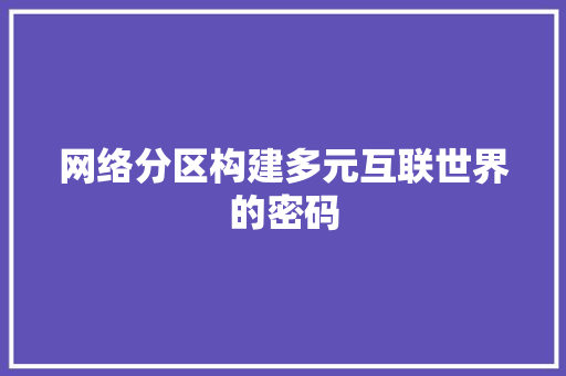 网络分区构建多元互联世界的密码