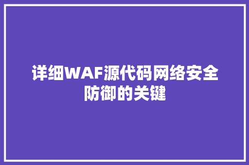 详细WAF源代码网络安全防御的关键