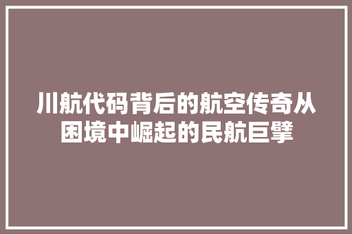 川航代码背后的航空传奇从困境中崛起的民航巨擘