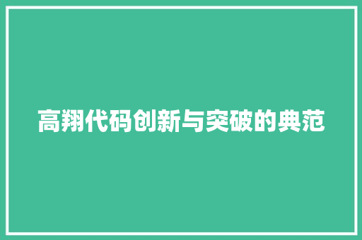 高翔代码创新与突破的典范