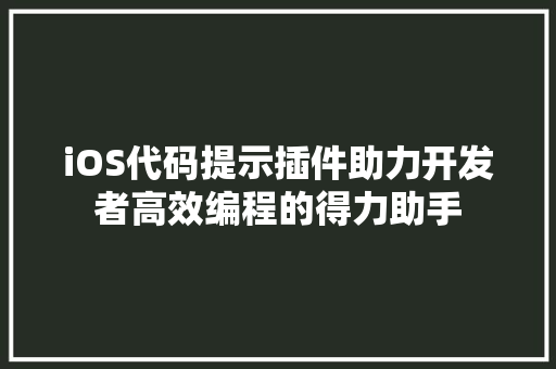 iOS代码提示插件助力开发者高效编程的得力助手