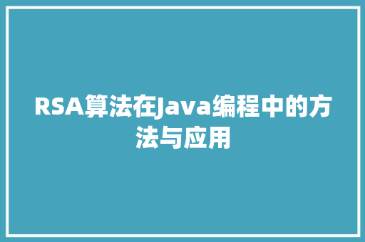 RSA算法在Java编程中的方法与应用