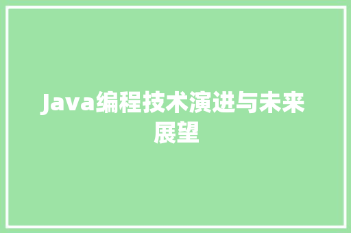 Java编程技术演进与未来展望