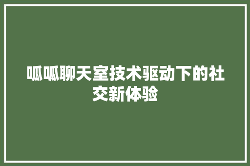 呱呱聊天室技术驱动下的社交新体验