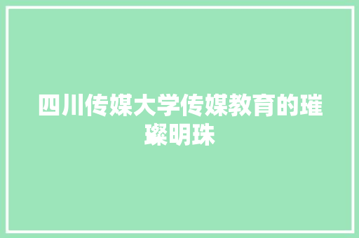 四川传媒大学传媒教育的璀璨明珠