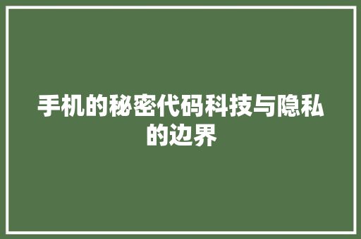 手机的秘密代码科技与隐私的边界