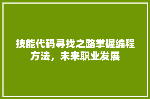 技能代码寻找之路掌握编程方法，未来职业发展