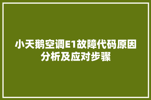 小天鹅空调E1故障代码原因分析及应对步骤